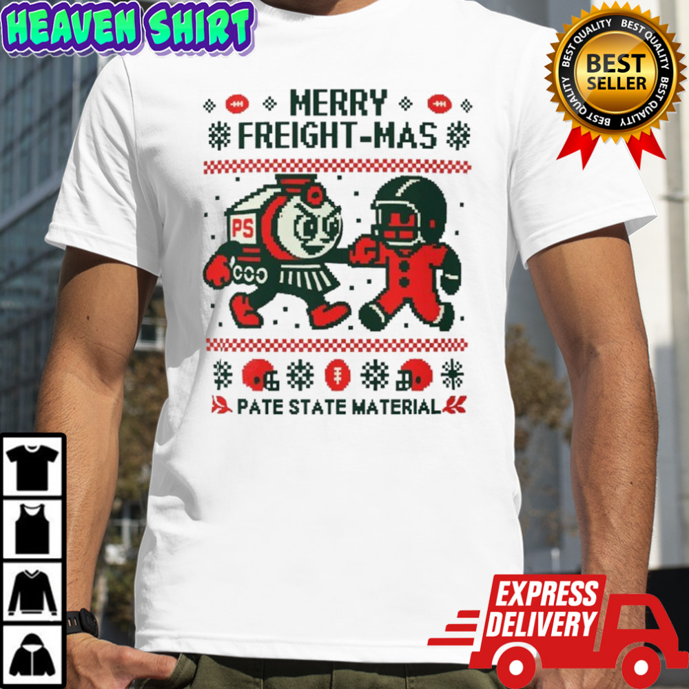Pate State Material Merry Freight-Mas Ugly Christmas Train T-shirt