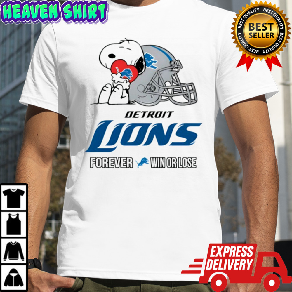 Peanuts Snoopy Love Detroit Lions Football Forever Win Or Lose Shirt