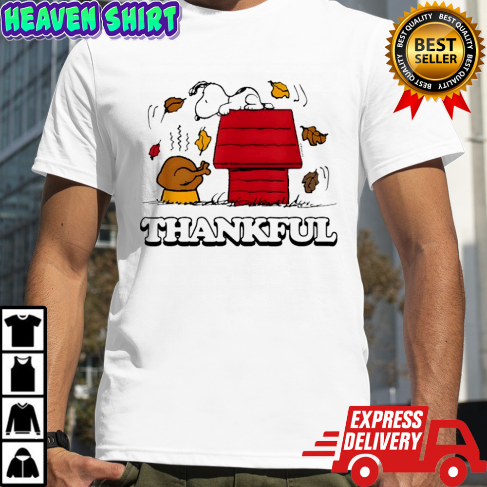 Peanuts Snoopy Thankful Turkey with Fall Leaves Shirt