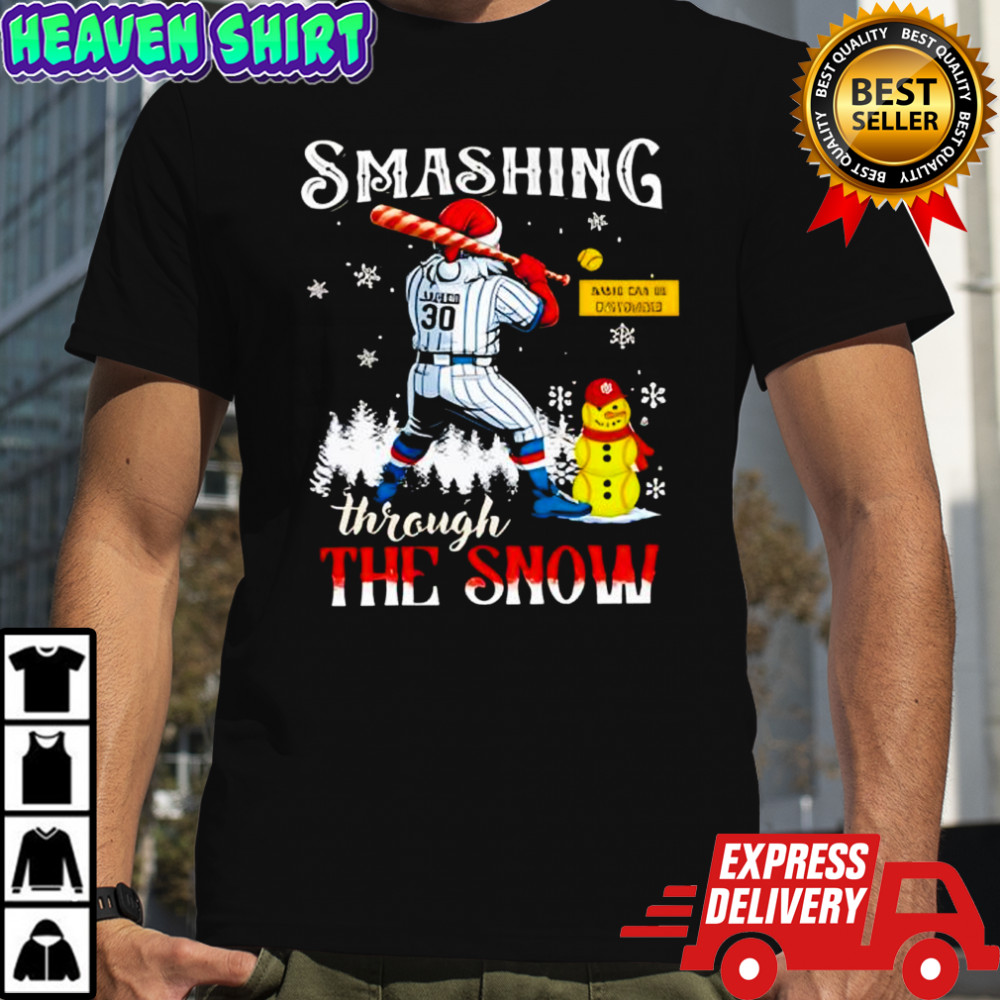 Personalized Christmas Softball Smashing Through The Snow Shirt