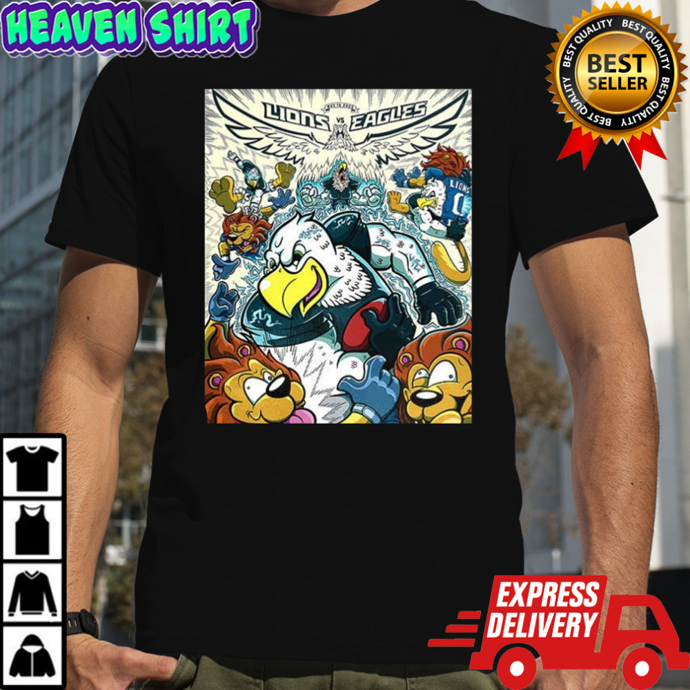 Philadelphia Eagles vs Detroit Lions NFL Week 11 2025 cartoon mascot shirt