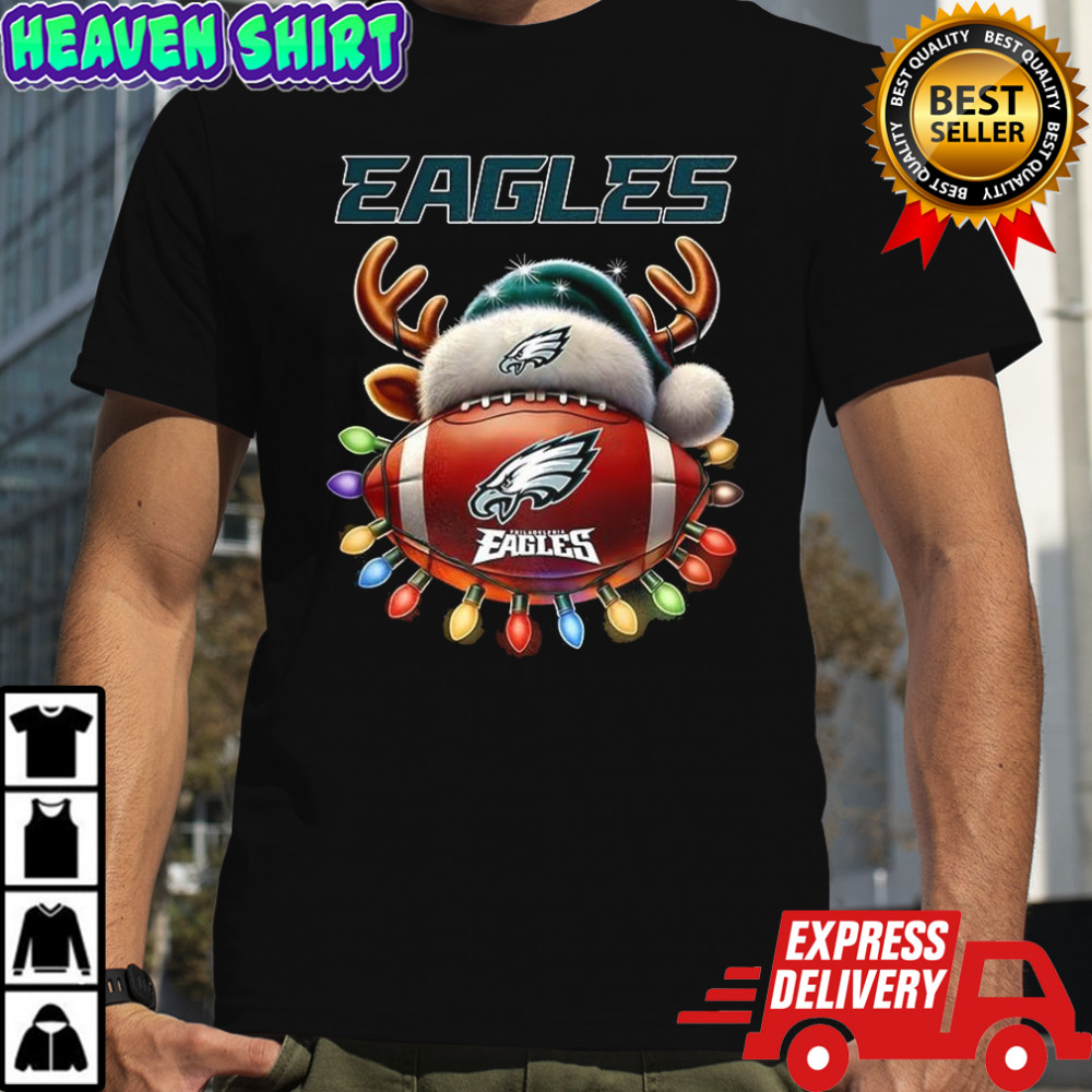 Philadelphia Eagles with Santa hat Christmas shirt