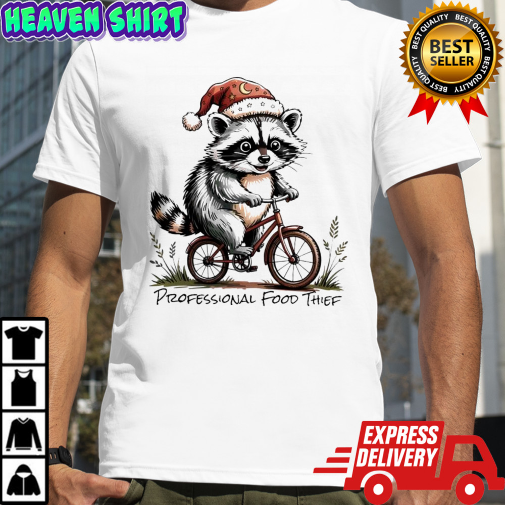 Professional Food Thief Raccon santa hat Biking shirt