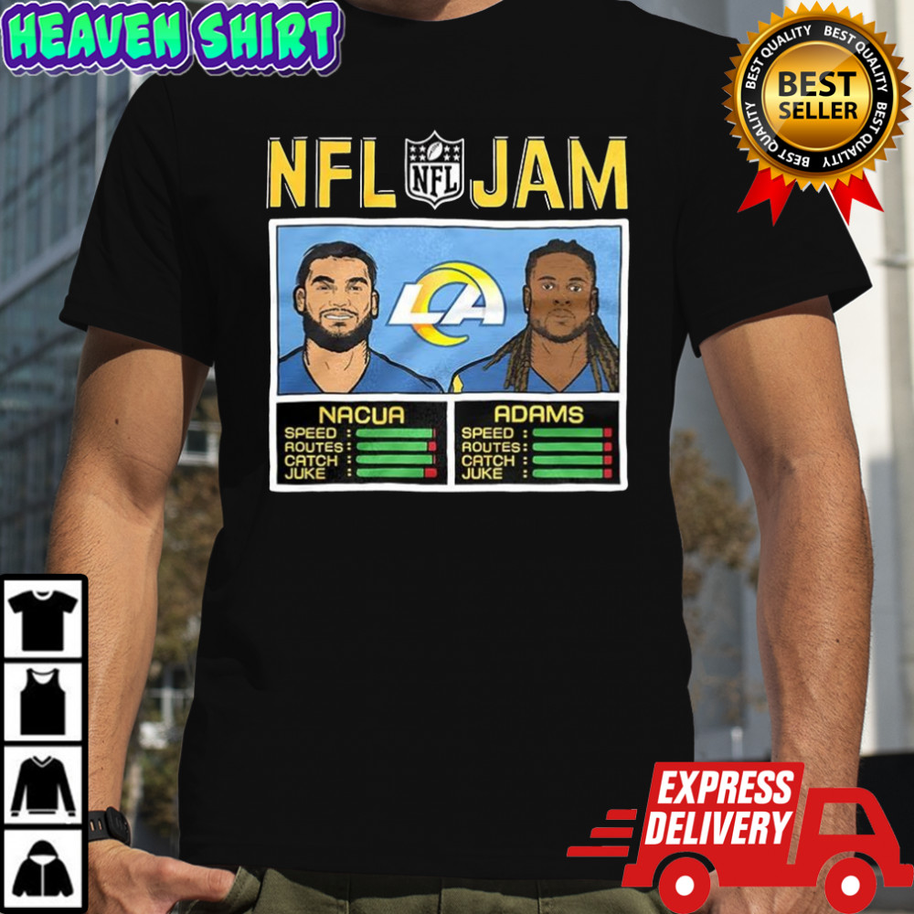 Puka Nacua and Ashton Jeanty Los Angeles Rams NFL Jam classic video game shirt
