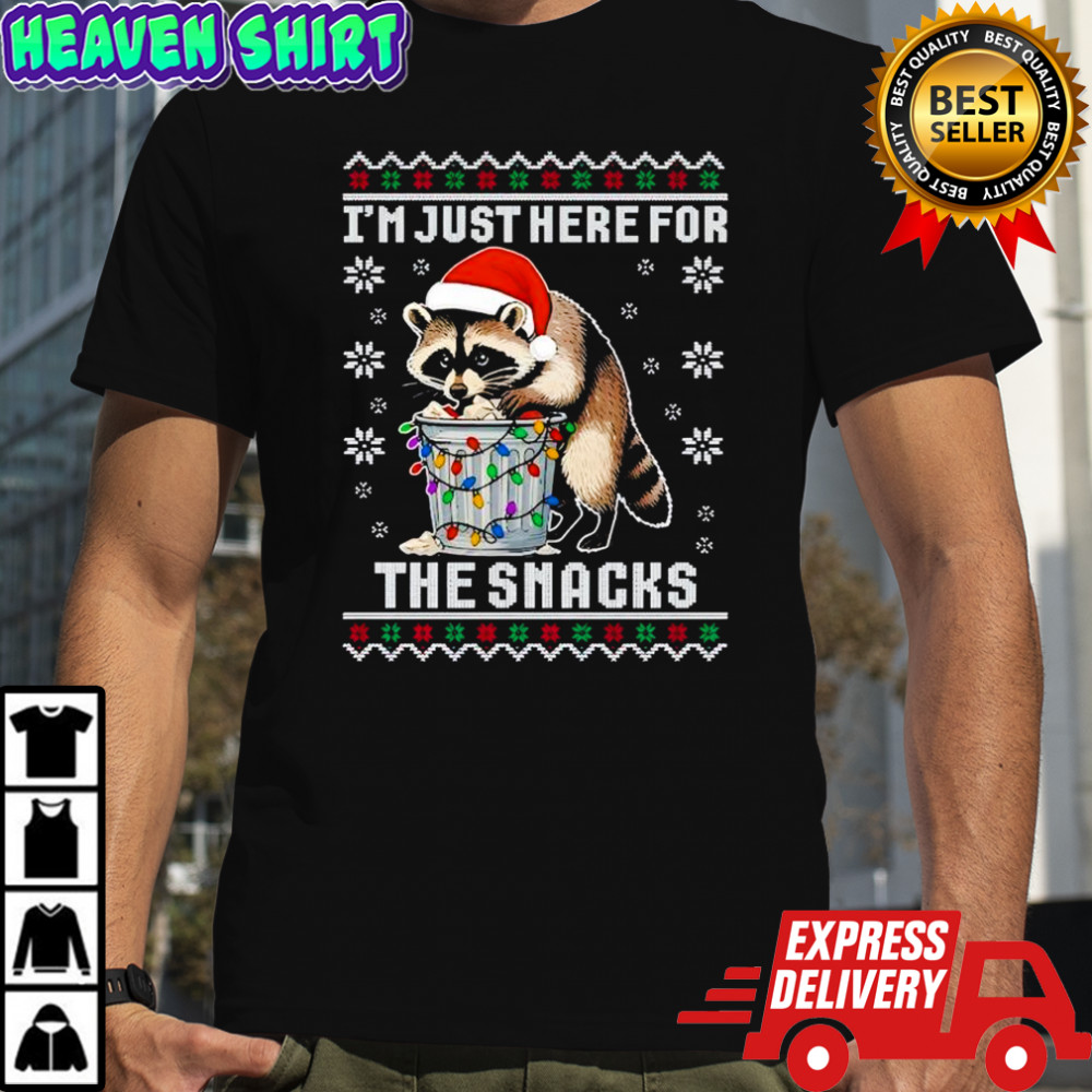 Raccoon Christmas i’m just here for the snacks shirt