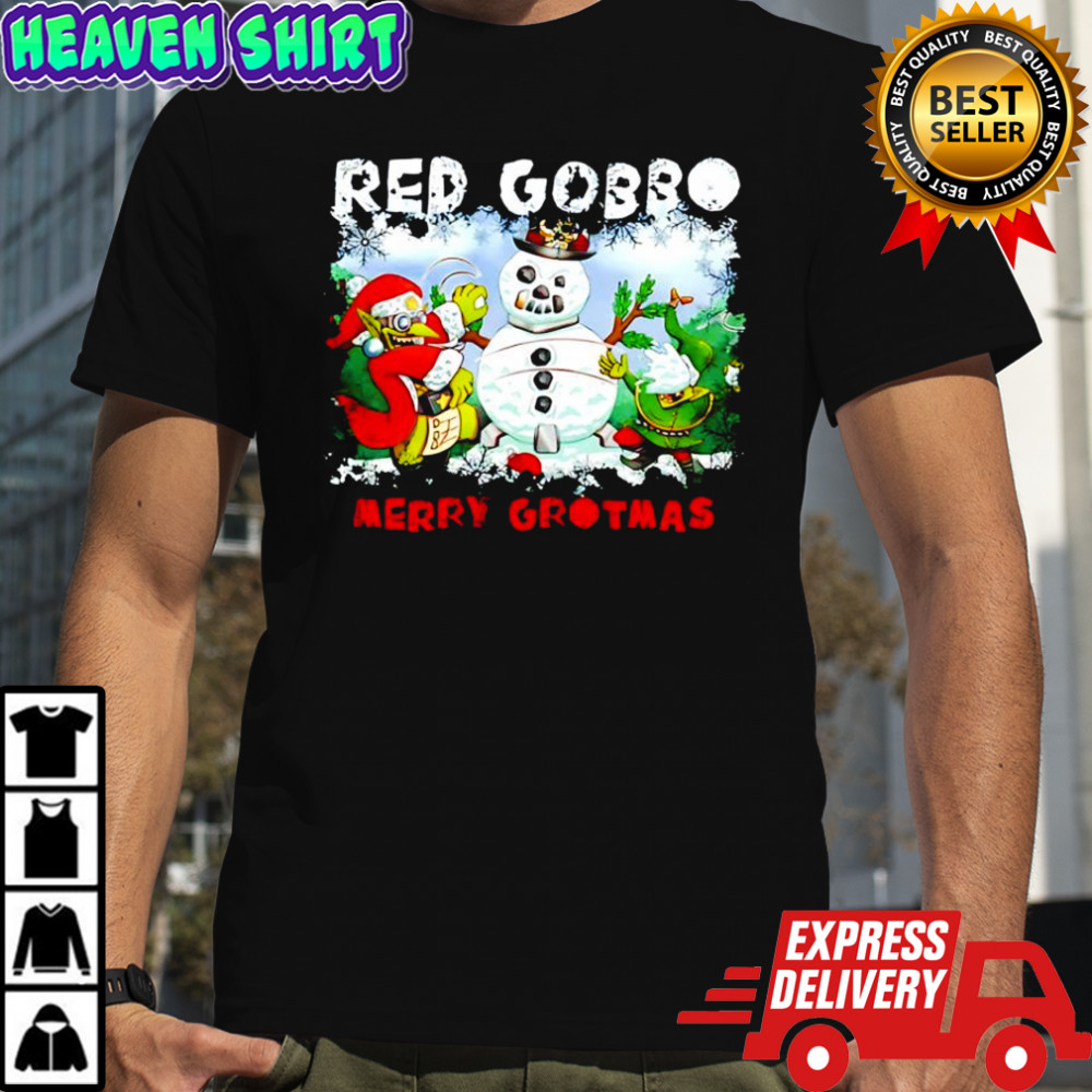 Red Gobbo Merry Grotmas Christmas with Snow shirt