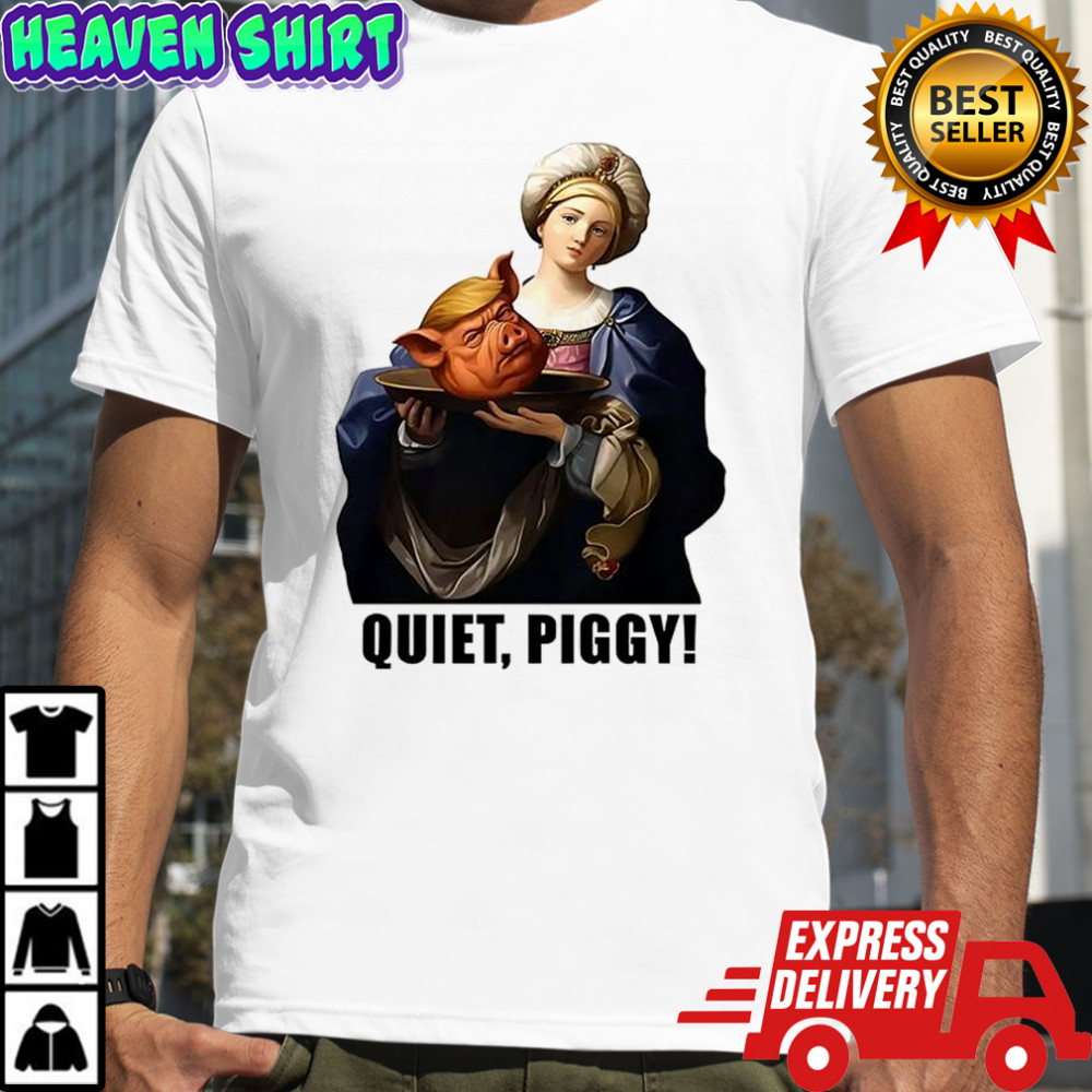 Saint holding pig head anti Trump quiet piggy shirt