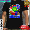 Santa Christmas Grinch Buffalo Bills holding helmet football shirt
