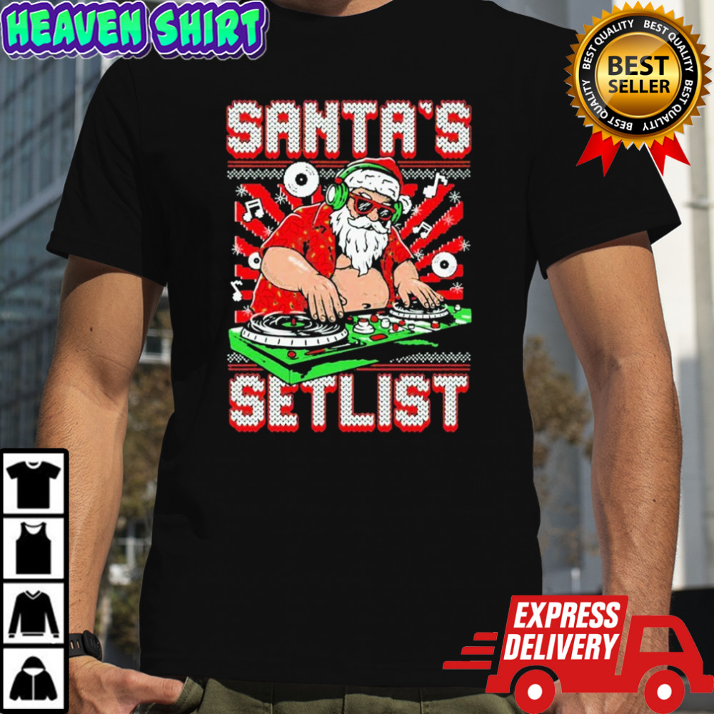 Santa Claus DJ cartoon Santa’s Setlist Merry Christmas shirt