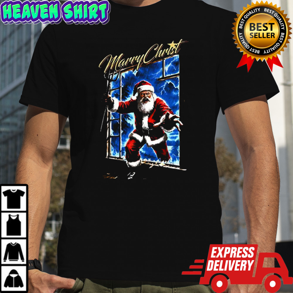 Santa Claus X Poseidon Marry Christ horror Christmas shirt