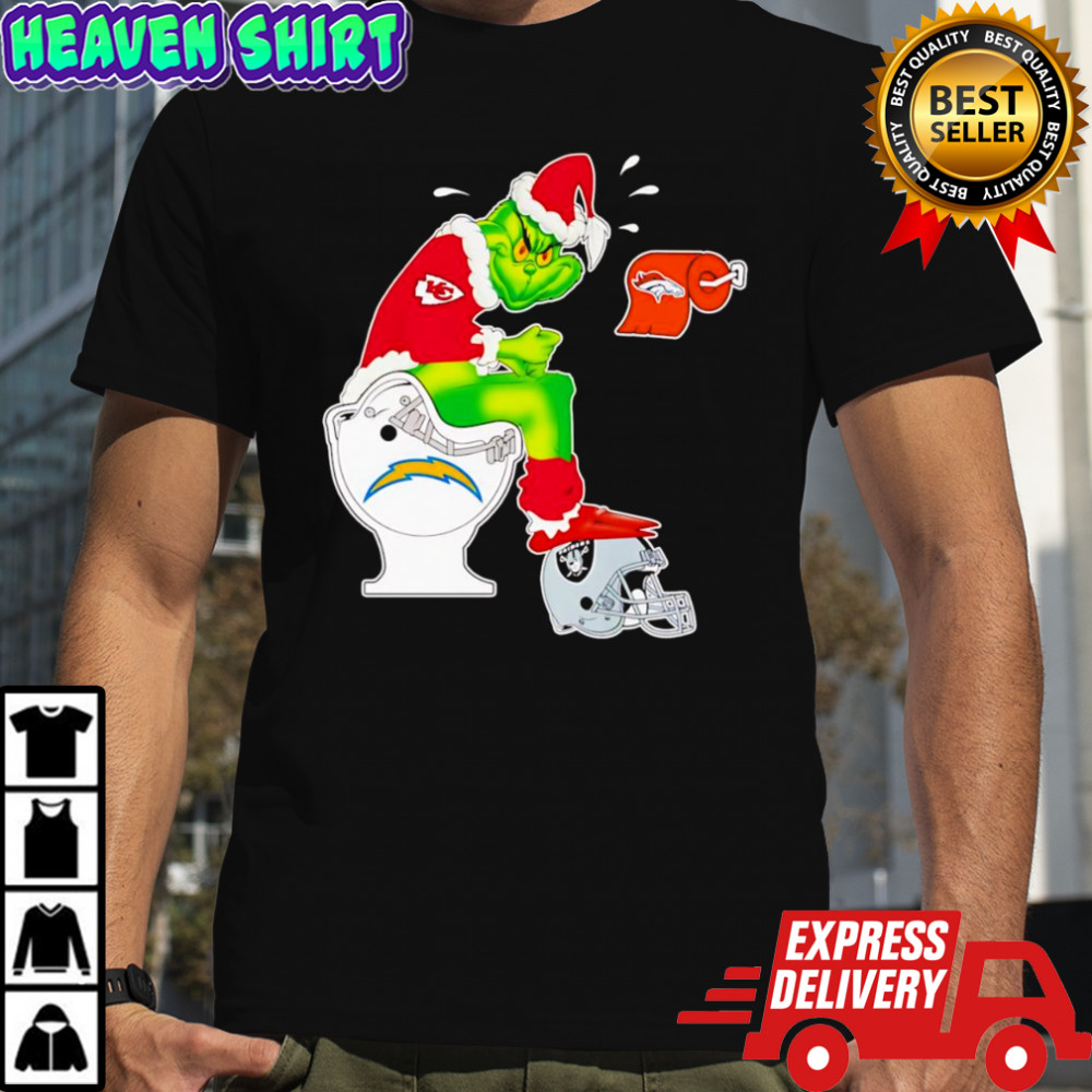 Santa Grinch KC Chiefs Toilet On Los Angeles Chargers Denver Broncos Las Vegas Raiders Shirt