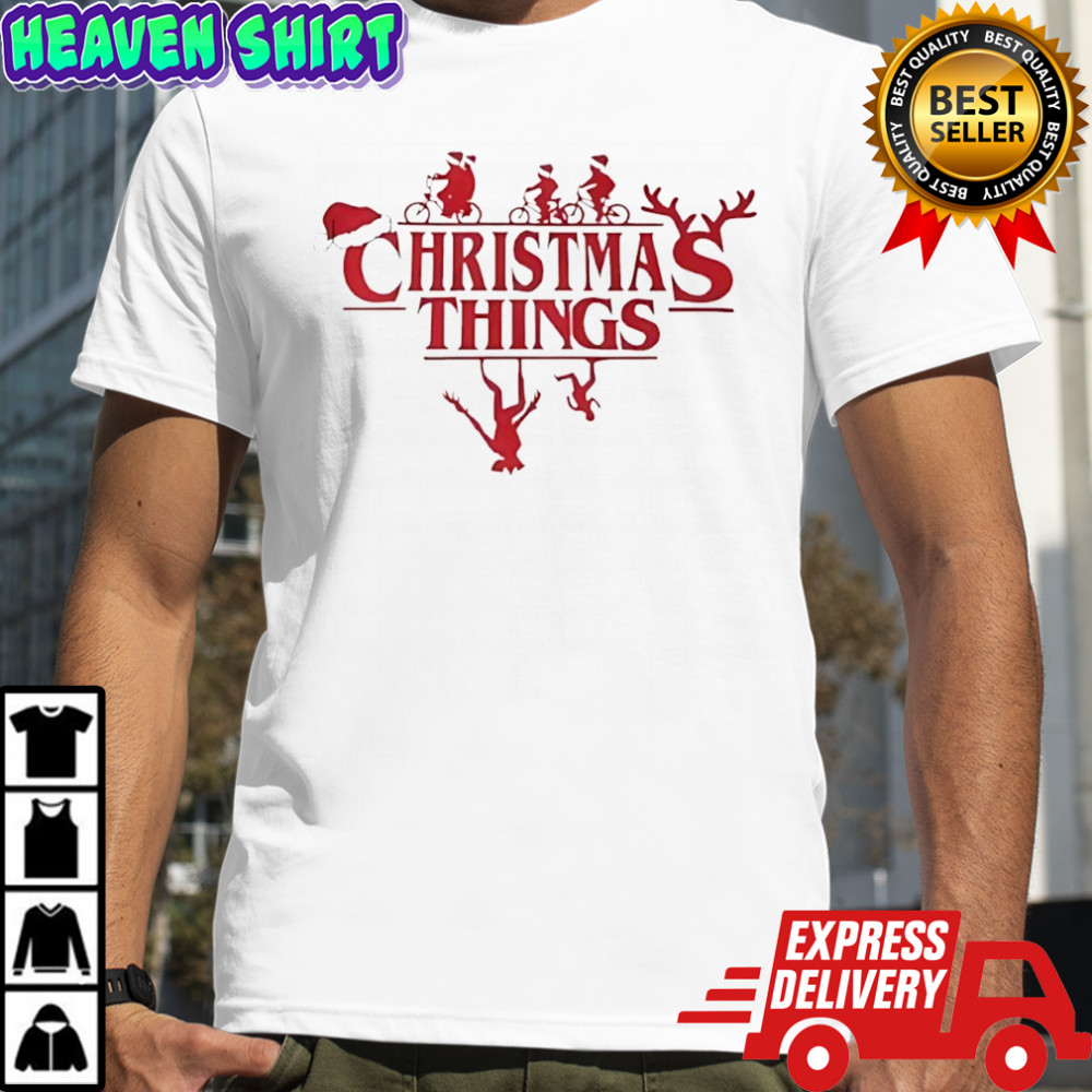 Santa hat riding a bicycle Christmas Things shirt