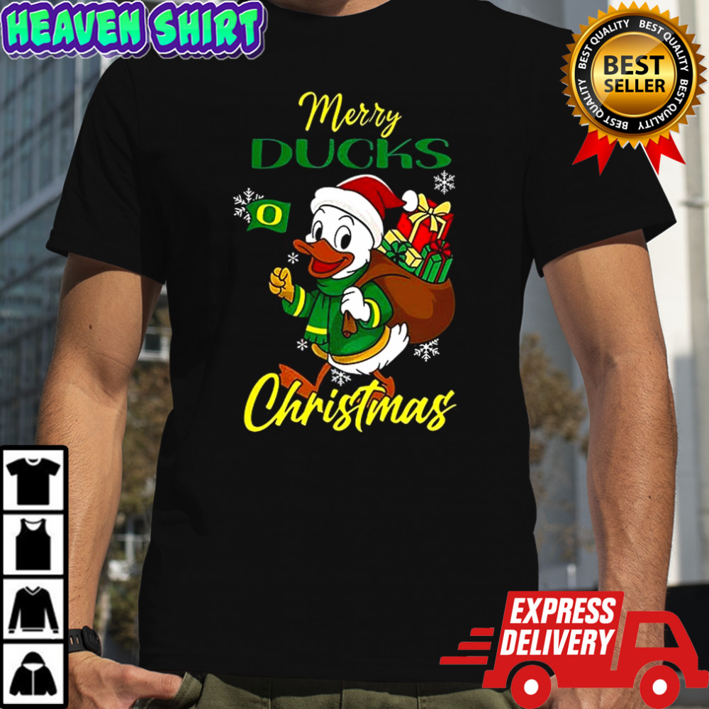 Santa Merry Oregon Ducks mascot Merry Christmas 2025 shirt