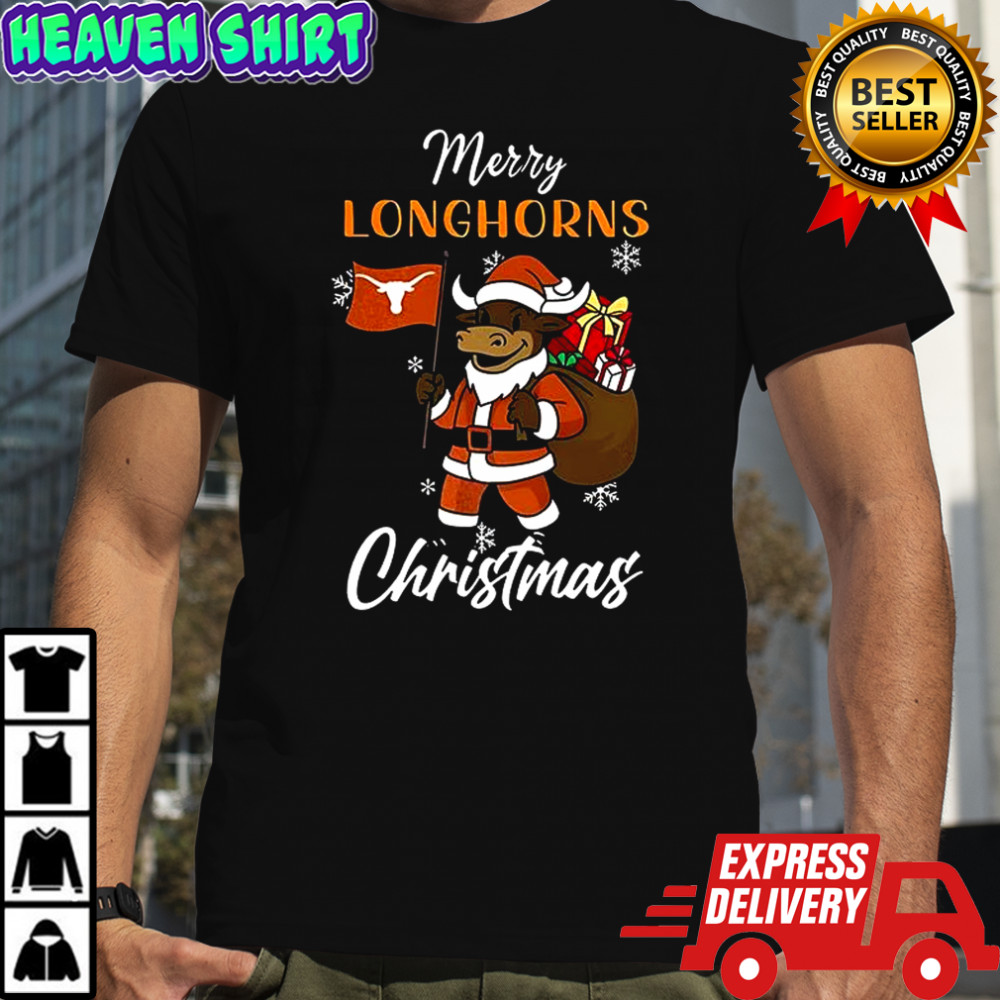 Santa Merry Texas Longhorns mascot Merry Christmas 2025 shirt