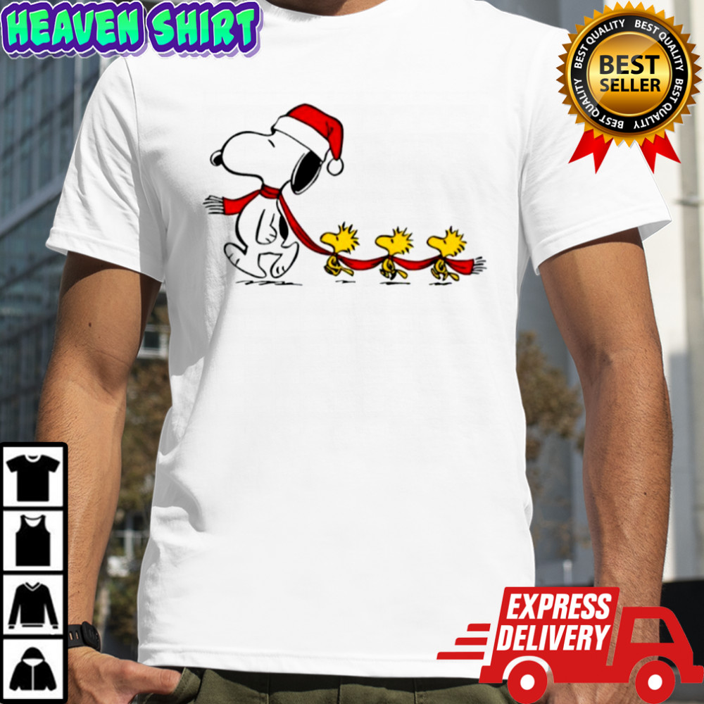 Santa Snoopy With 3 Woodstock Christmas shirt