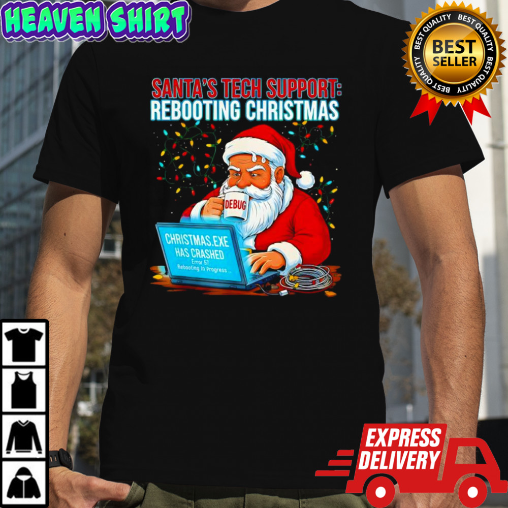 Santa’s Tech Support Rebooting Christmas Debug shirt