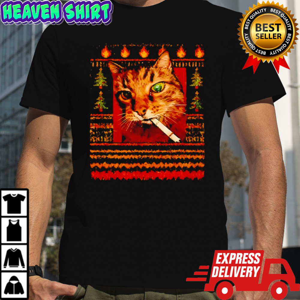 Smoking cat meme Merry Christmas shirt