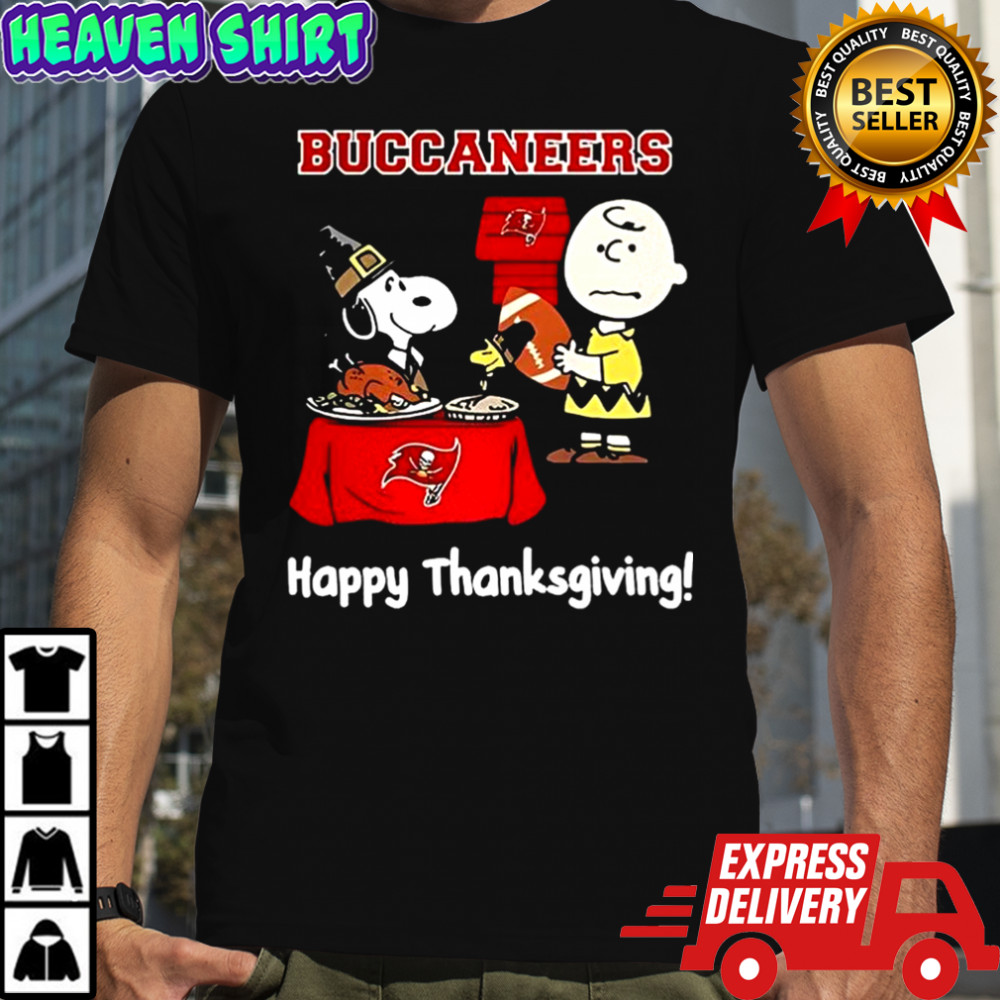 Snoopy and Charlie Brown X Tampa Bay Buccaneers football happy Thanksgiving shirt