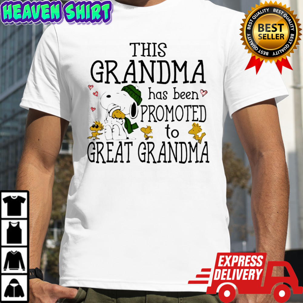 Snoopy and Woodstock this grandma has been promoted to great grandma shirt