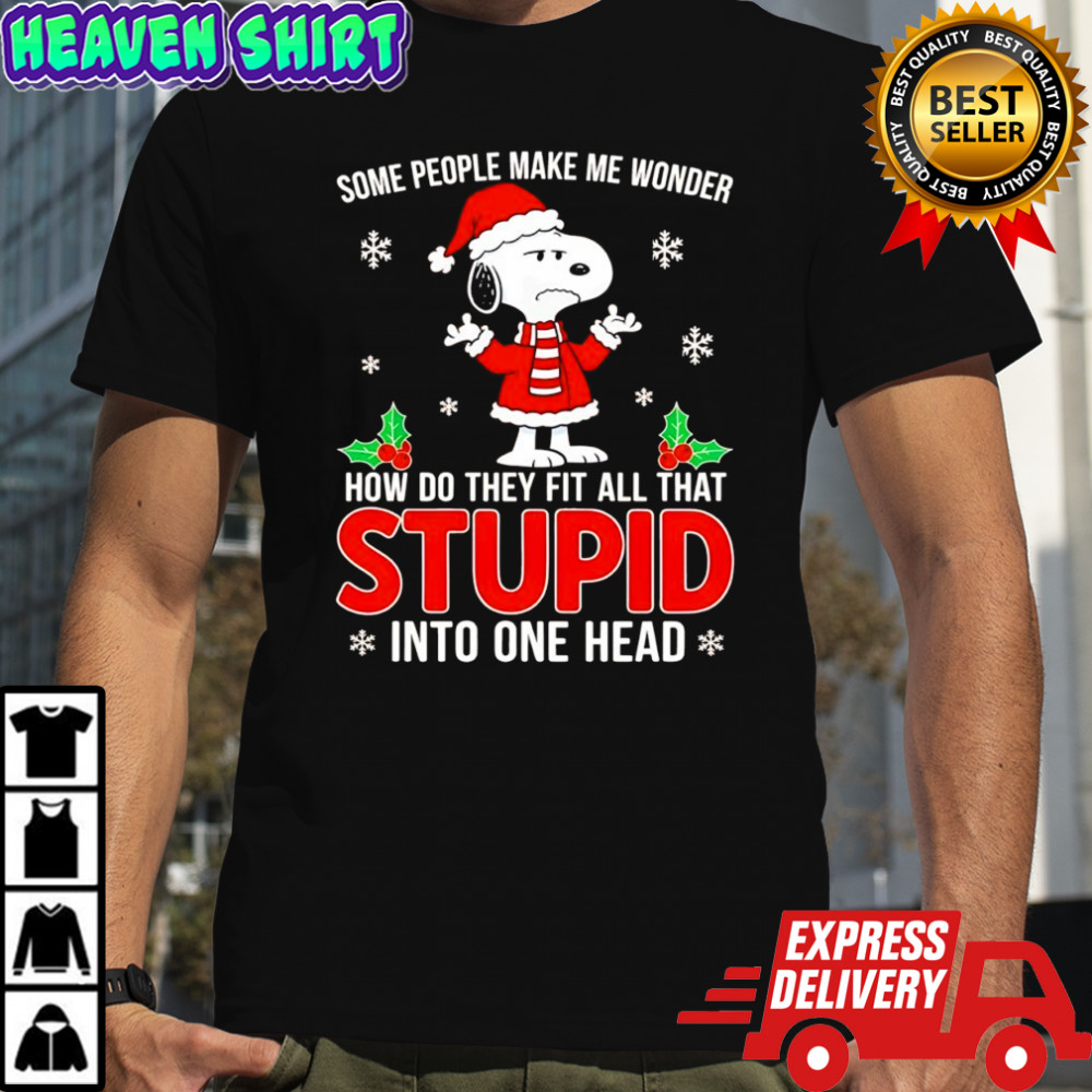 Snoopy Christmas some people make me wonder how do they fit all that stupid into one head shirt