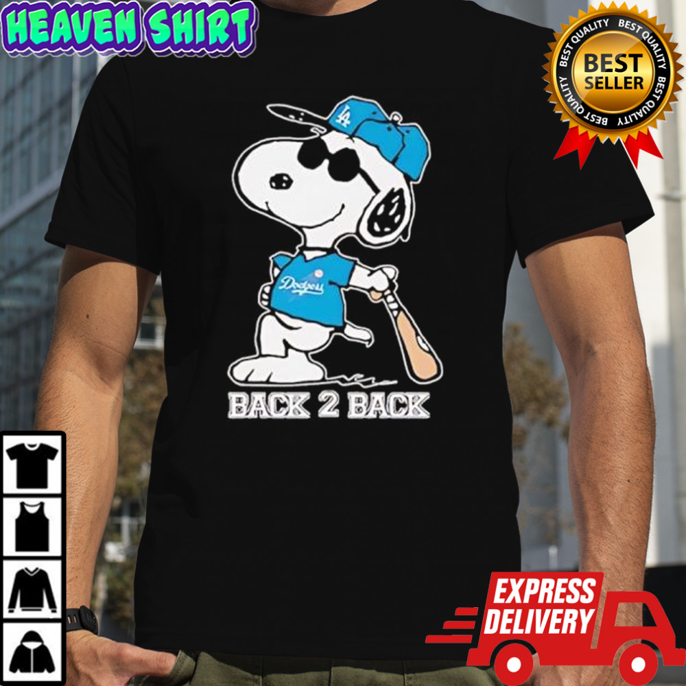 Snoopy wearing Dodgers Back 2 Back pose shirt