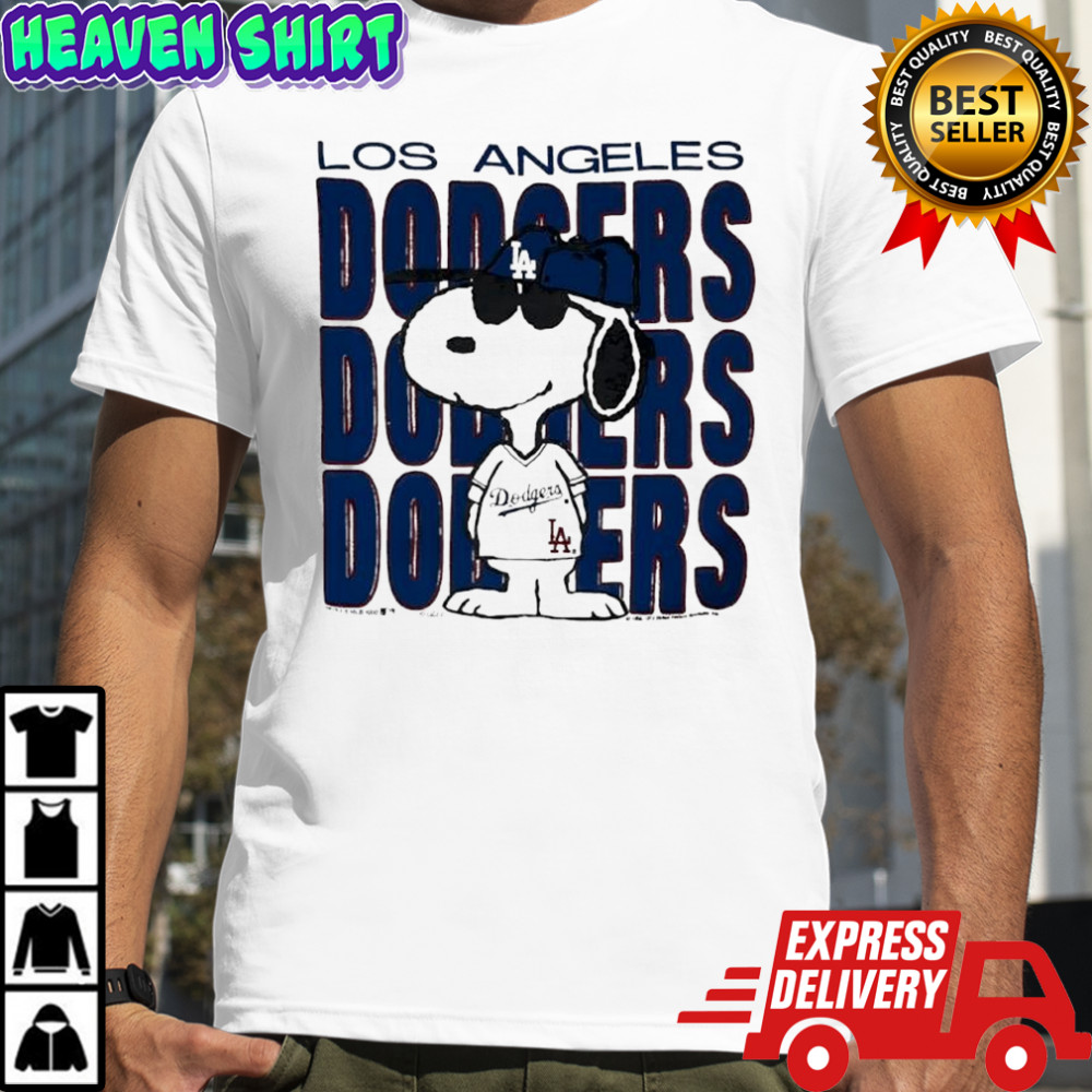 Snoopy wearing Los Angeles Dodgers jersey vintage shirt