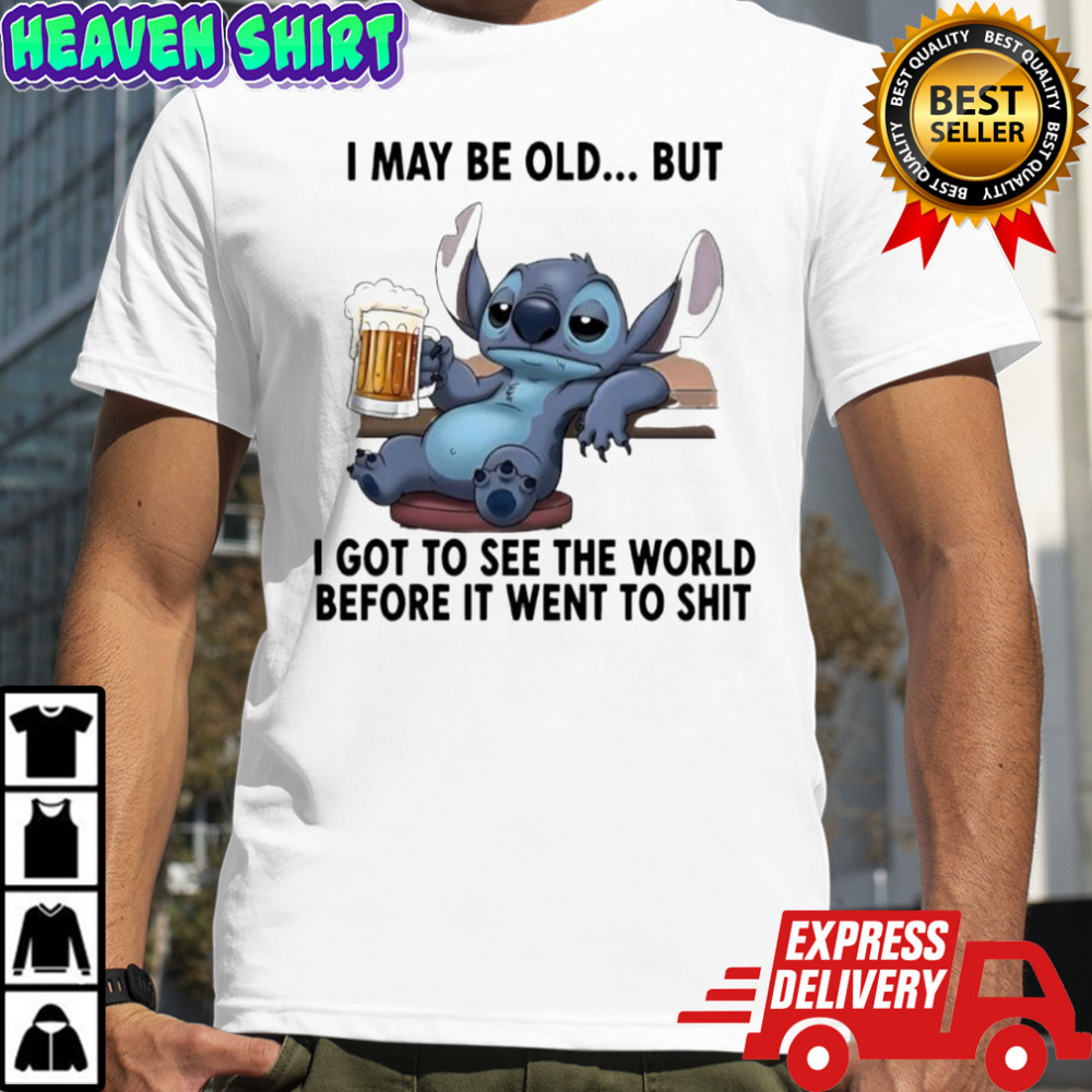 Stitch Beer i may be old but i got to see the world before it went to shit shirt