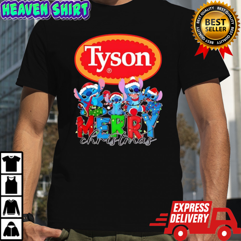Stitch Merry Christmas x Tyson Foods Inc. logo shirt