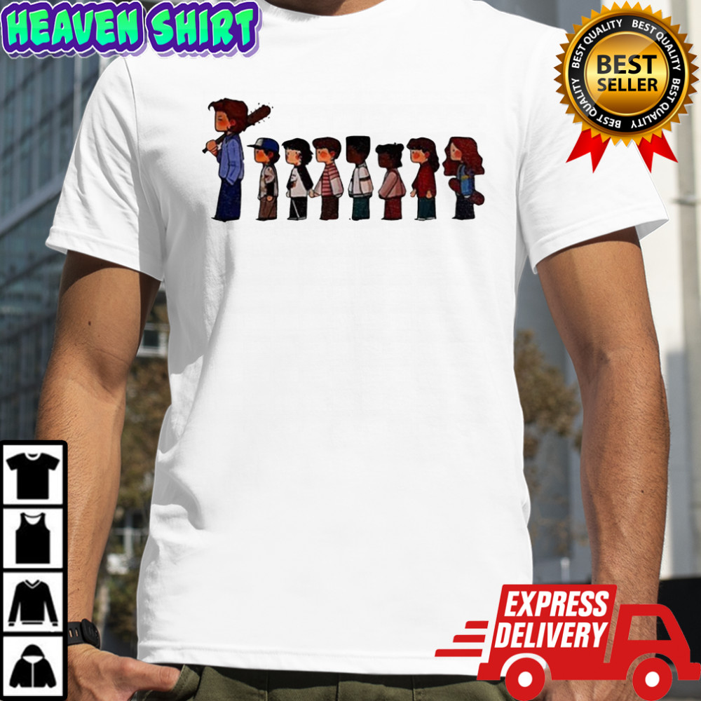 Stranger Things 5 characters cartoon shirt
