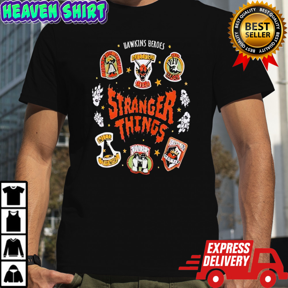 Stranger Things Badge Icons Dark Wash Shirt