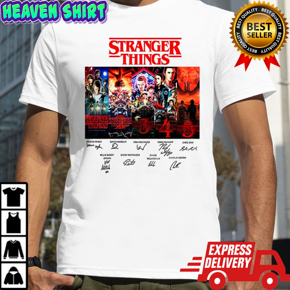 Stranger Things S1-S5 Vintage Graphic Movie signature shirt