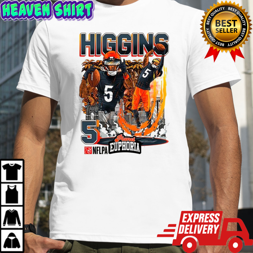 Tee Higgins Cincinnati Bengals football number 5 skyline cartoon shirt