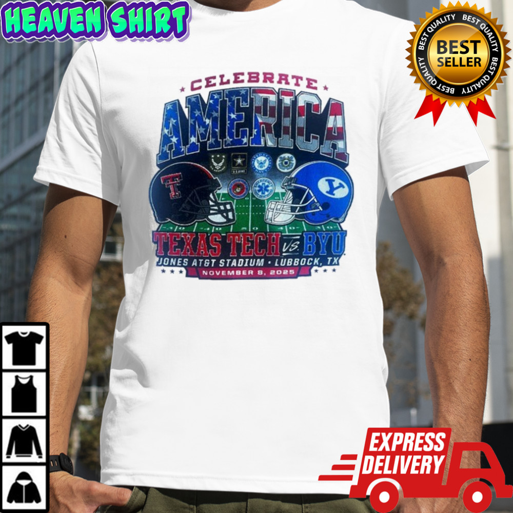 Texas Tech Red Raiders Vs BYU Cougars ESPN Celebrate America Dueling Helmets T-shirt