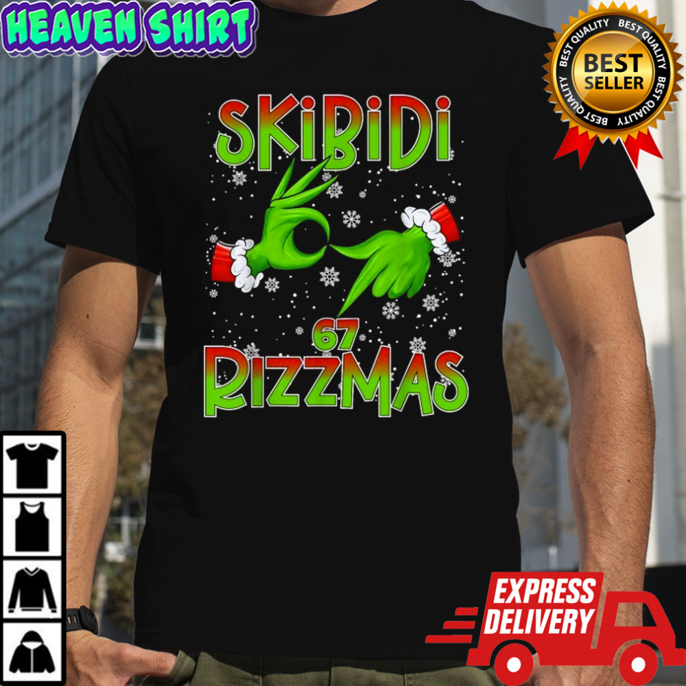 The Grinch 6 7 Christmas Skibidi Rizzmas 67 Holiday Hands T-Shirt