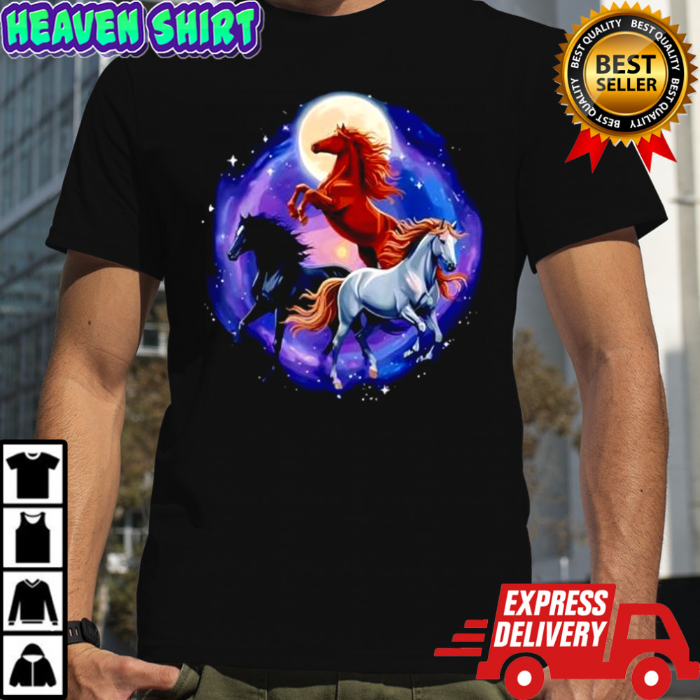 Three Moon Funny Horse shirt