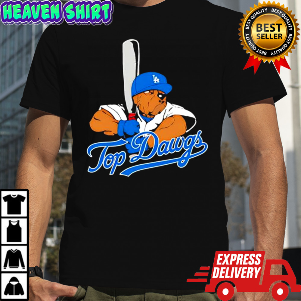 Top Dawgs x Los Angeles Dodgers bulldog mascot shirt