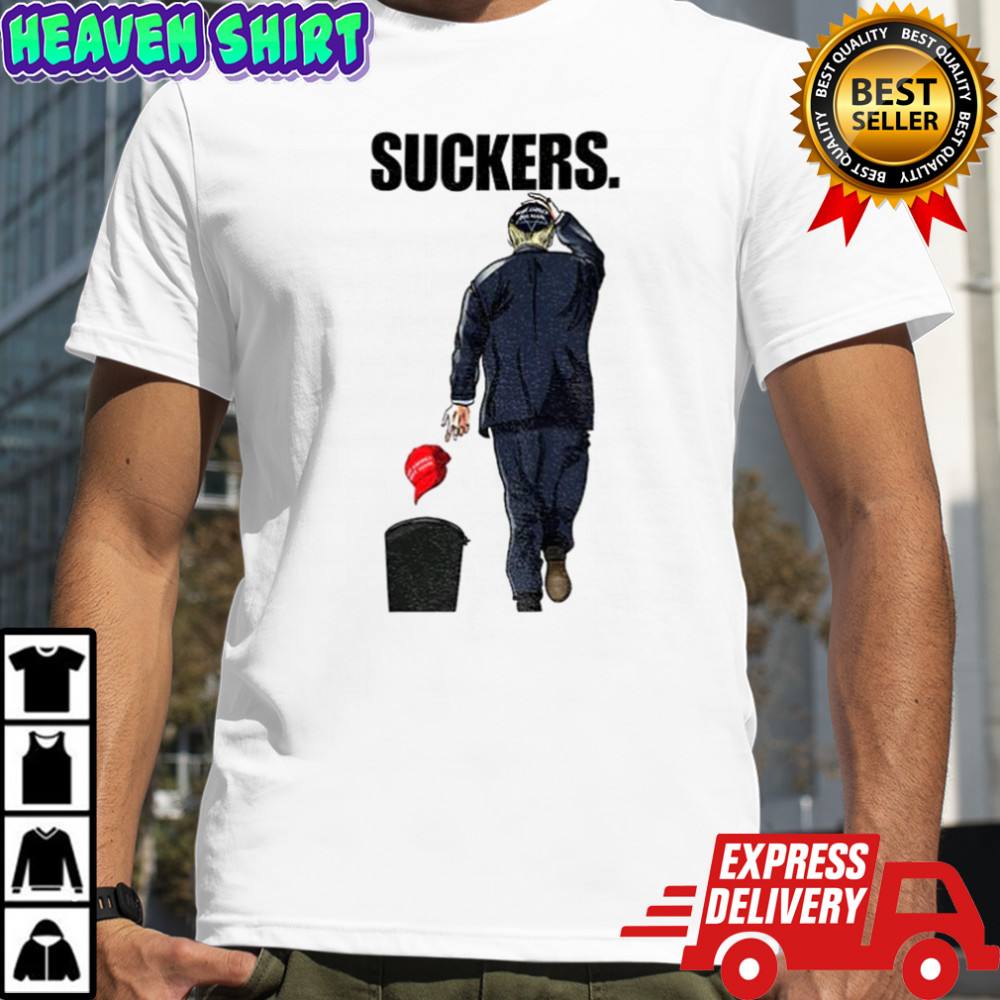 Trump Sucker throw away Make America Great Again hat Trump Lock Him Up shirt