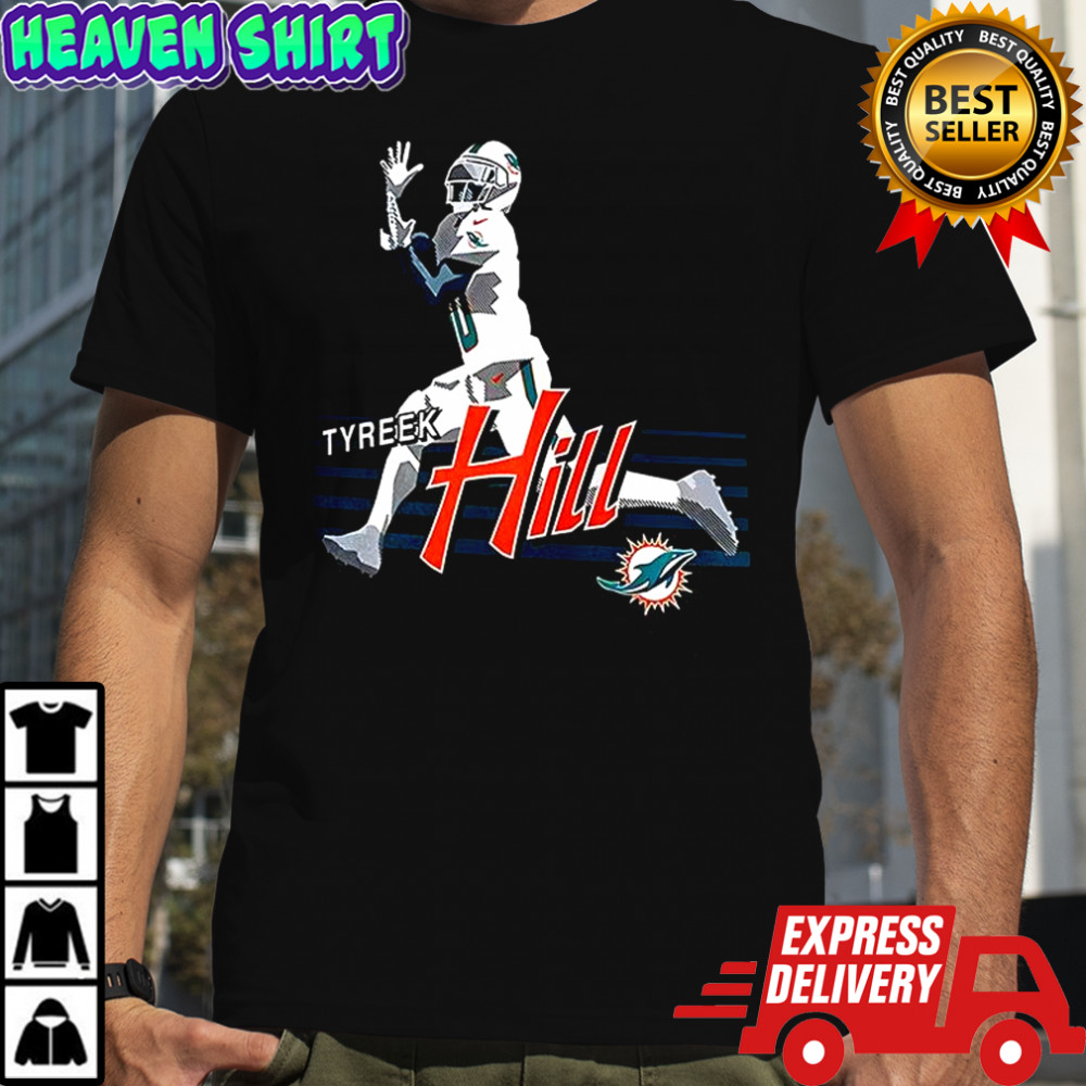 Tyreek Hill Miami Dolphins football receiving the ball shirt