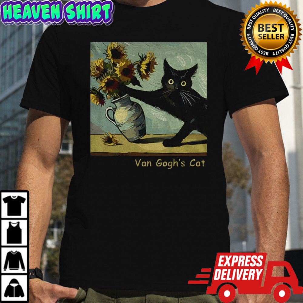 Van Gogh’s Cat Sunflowers Graphic Funny Art Parody shirt