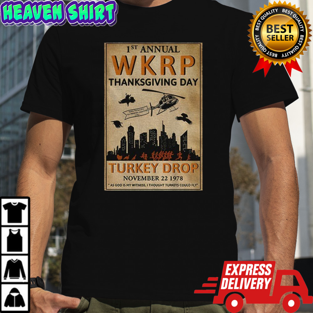 Vintage WKRP Turkey drop 1st Annual WKRP Thankgiving Day November 1978 shirt