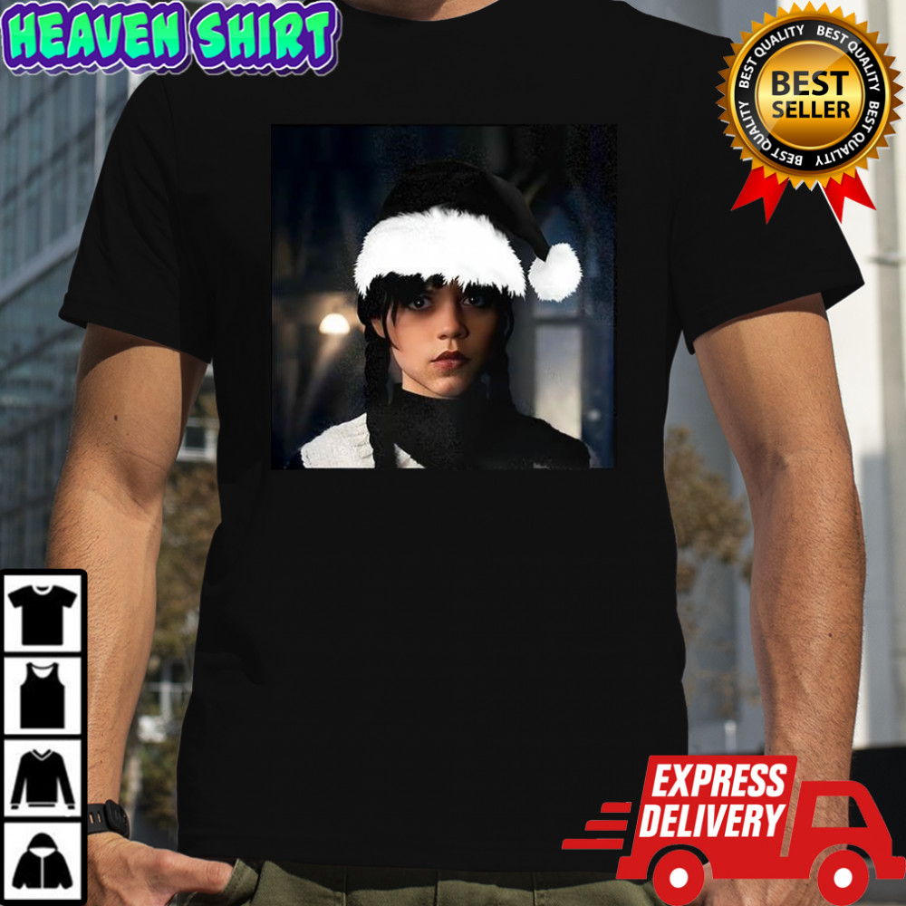 Wednesday was wearing a Santa hat Christmas shirt