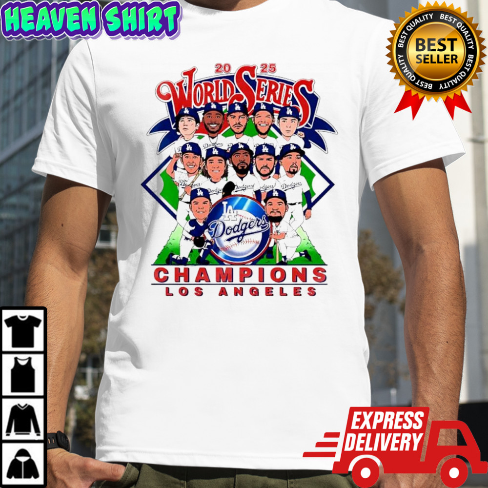 World Series Champs 20256 Los Angeles Dodgers players cartoon caricatures shirt