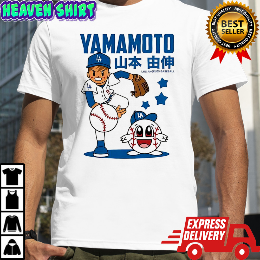 Yoshinobu Yamamoto Los Angeles Dodgers superstar cartoon shirt