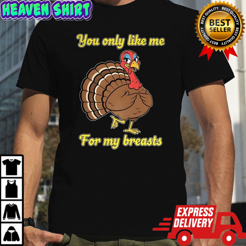 You only like me for my breasts turkey Thanksgiving shirt