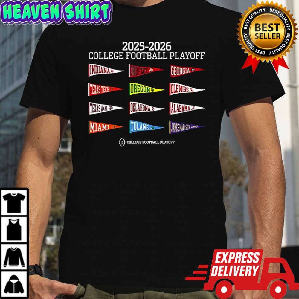 2025 2026 College Football Playoff 12 sport teams pennant shirt