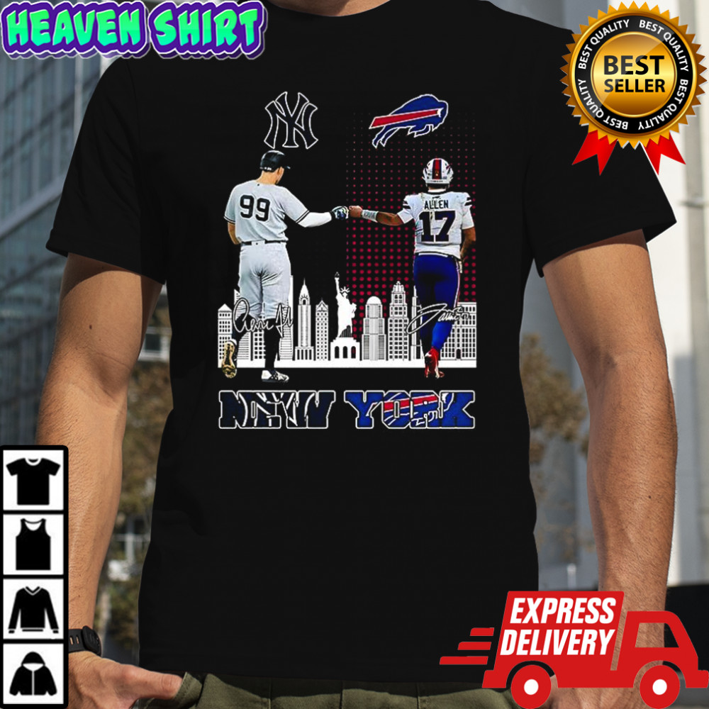 Aaron Judge New York Yankees touch hand Josh Allen Buffalo Bills 2025 Legendary stars shirt