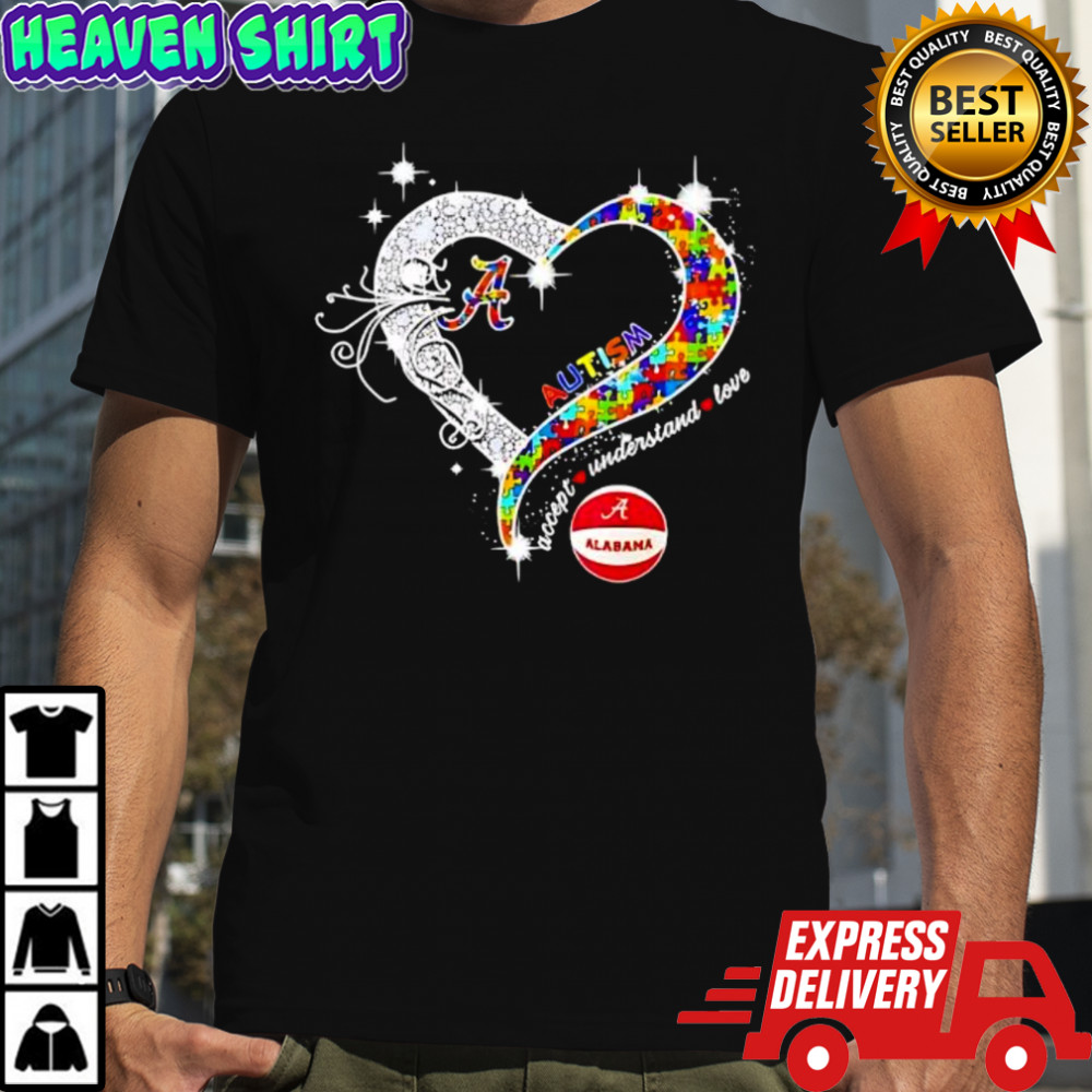 Alabama Crimson Tide Autism Accept Understand Love Heart Diamond shirt