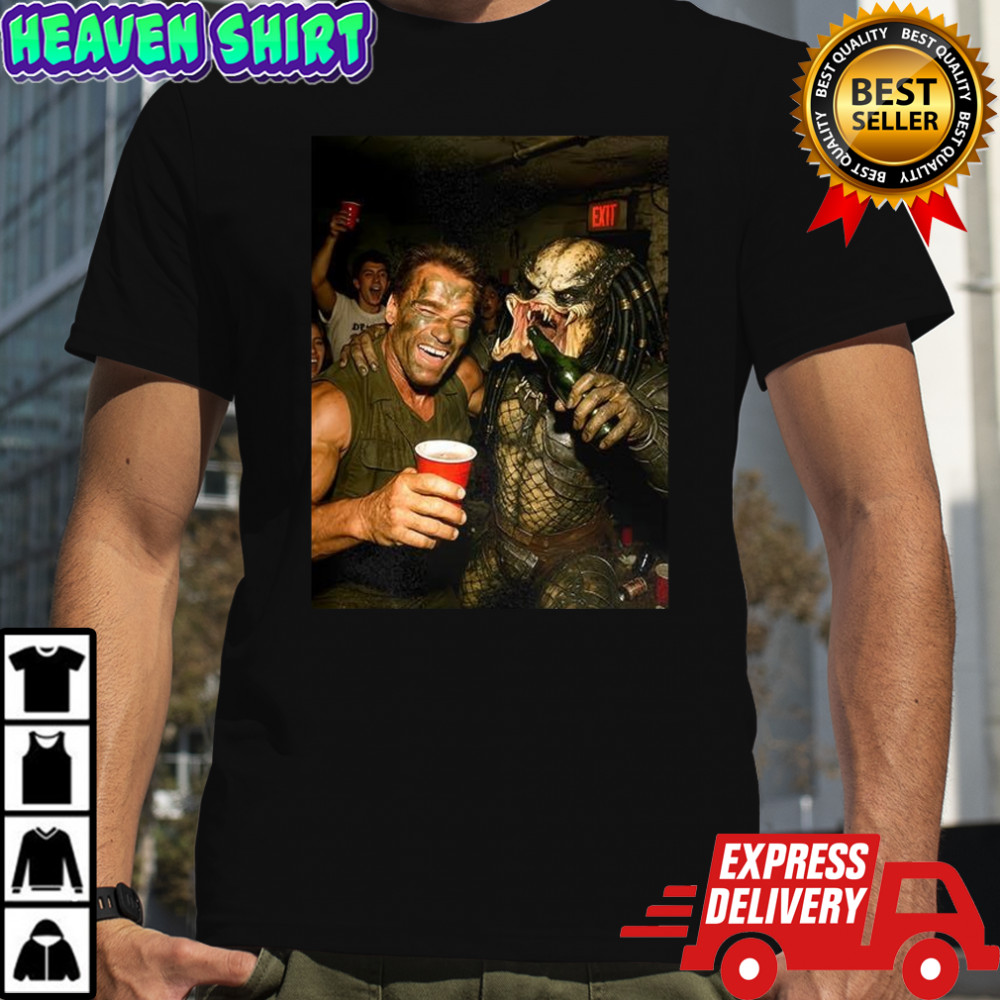 Arnold Schwarzenegger and The Predator party shirt