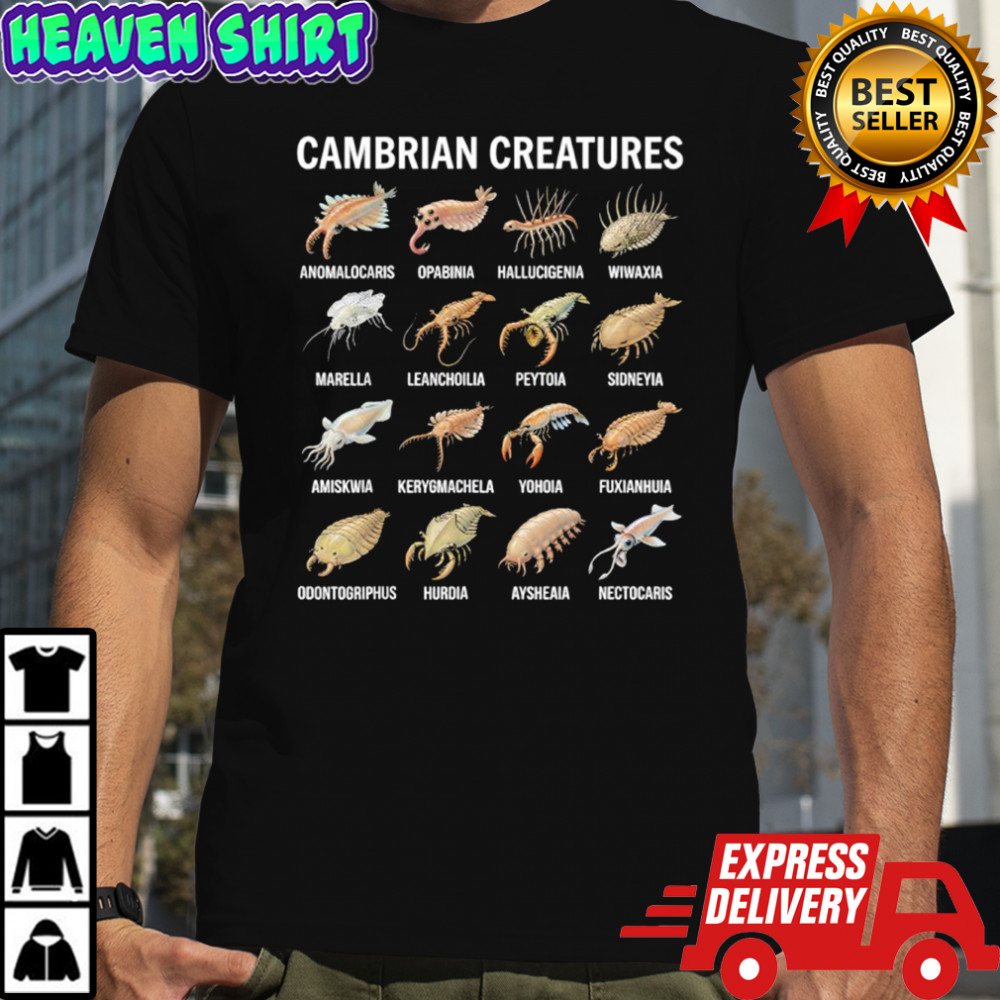 Cambrian Creatures Chart Prehistoric Life Paleontology shirt