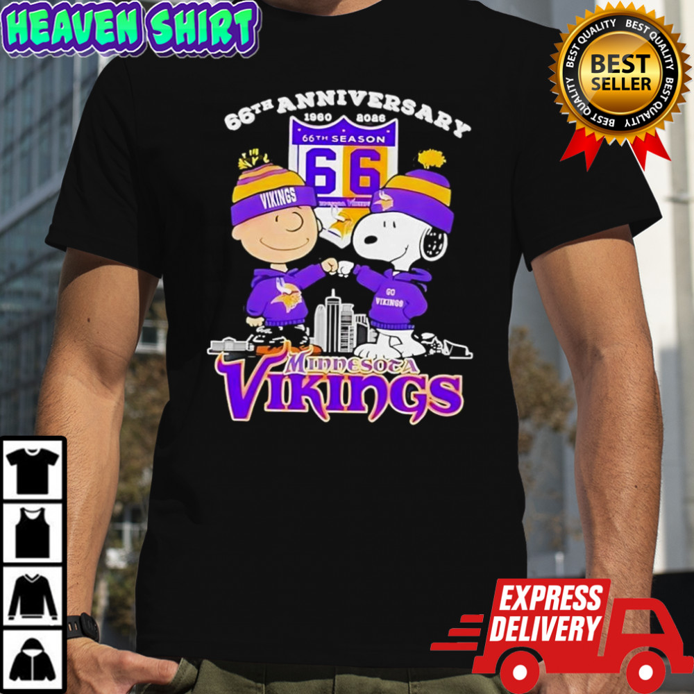 Charlie Brown touch hand Snoopy X Minnesota Vikings 66th anniversary 1960 2026 skyline shirt